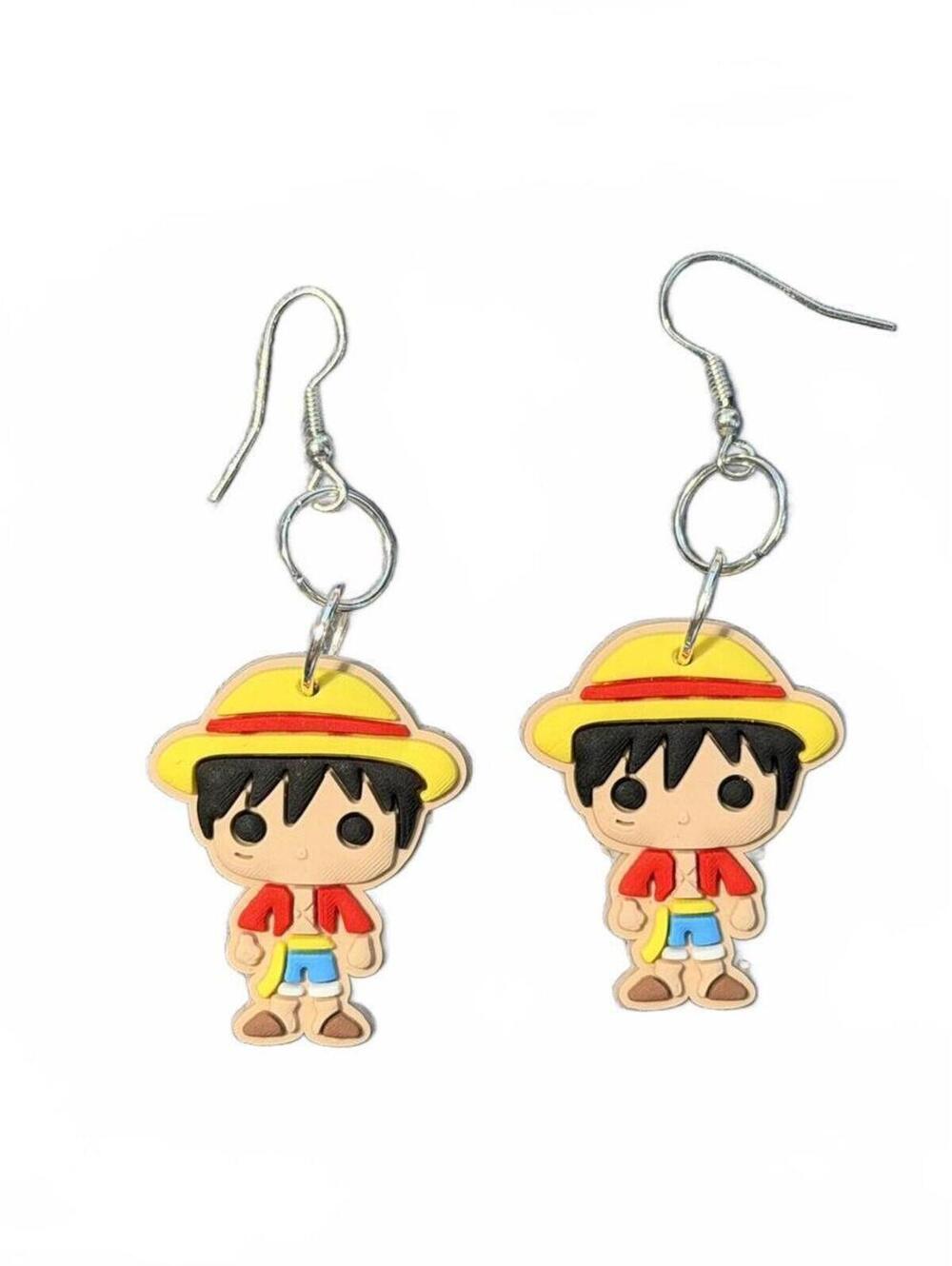 One Piece Monkey D. Luffy Chibi Earrings Anime Manga Jewelry Straw Hat Pirate